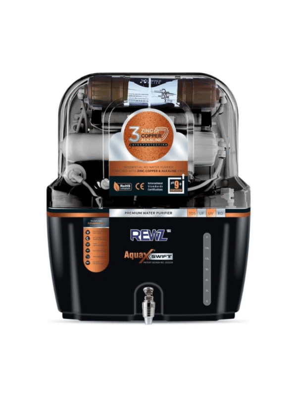 AquaX Swift TPT Black RO Water Purifier | 12L RO + UV + UF + TDS | Best Water Purifier for Home